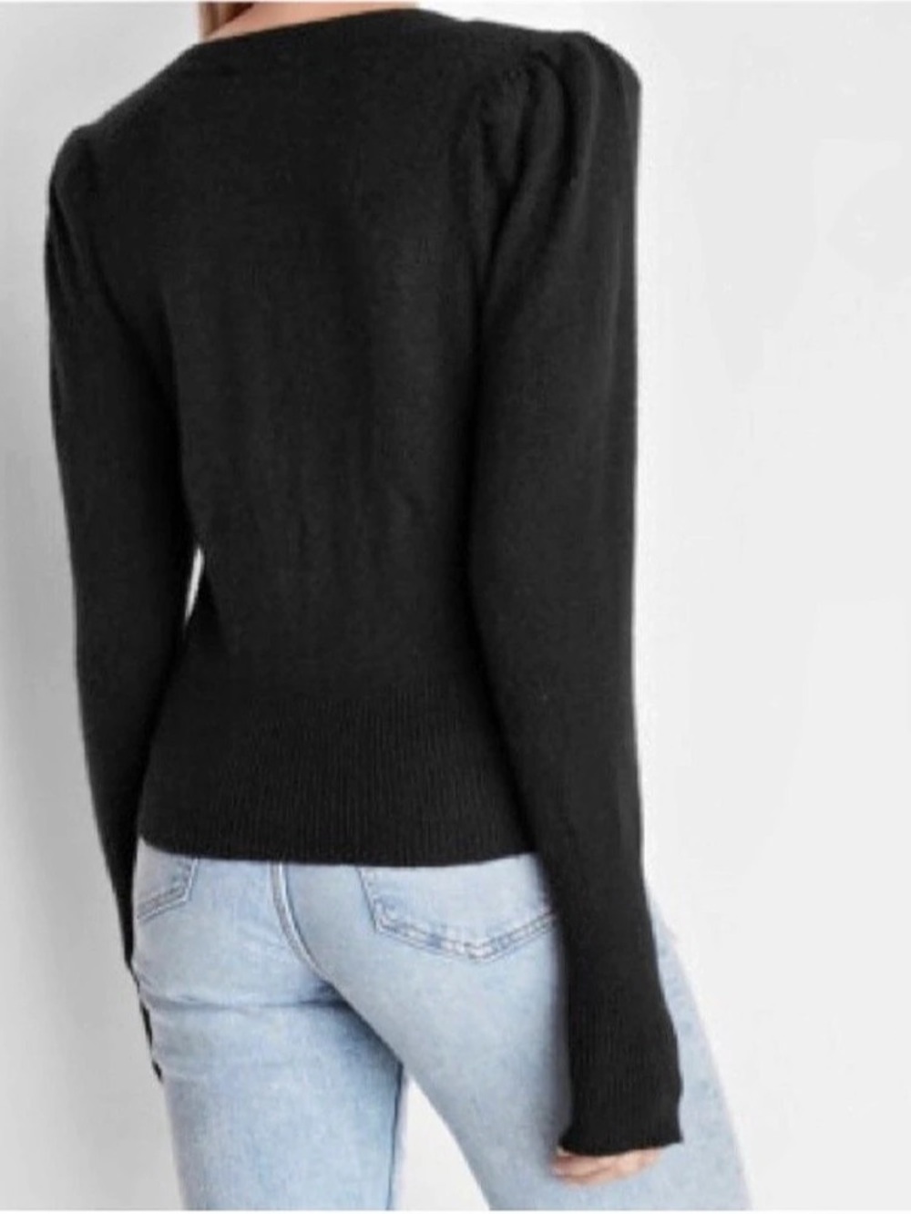 EXPRESS 🖤 Rhinestone Button Puff Sleeve Pullover Sweater - Picture 3 of 3